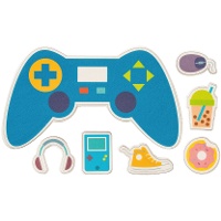 Decorazioni di zucchero 2D per torta a tema Videogiochi - 7 pezzi