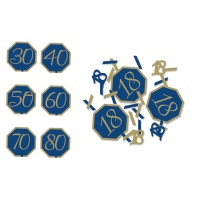 Coriandoli Navy and Gold con numeri 14g