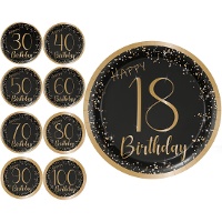 Piatti Elegant Gold con numeri da 23 cm - 8 pezzi