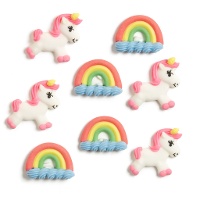 Figure di zucchero di Unicorni felici - 8 pezzi