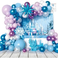 Kit di palloncini principessa del ghiaccio blu e viola - 100 pezzi