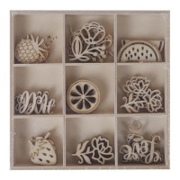 Figure di frutta in legno ritagliate - Decorazione Artis - 45 pezzi.