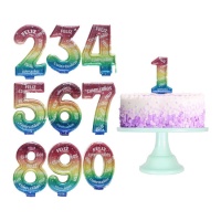 Candela numerica Happy Birthday multicolore 6,5 cm - 1 pezzo