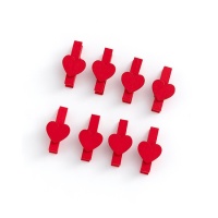 Mollette decorative cuore rosso da 3,5 cm - 8 unità