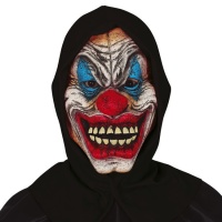 Maschera in lattice da clown sinistro con cappuccio