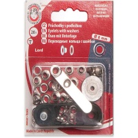 Occhielli in argento da 8 mm con rondelle e attrezzo - Koh-I-Noor - 20 set