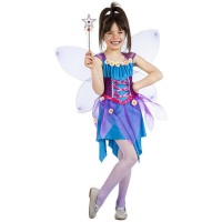 Costume fatina blu con fiori da bambina