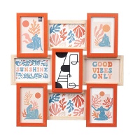 Cornice portafoto multicolore con dettaglio in metallo per 8 foto 10 x 15 cm