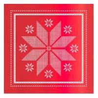 Tovaglioli natalizi ricamati rossi 12,5 x 12,5 cm - 30 pezzi.