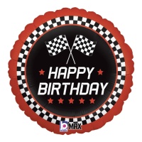 Palloncino rotondo Racing Happy Birthday da 46 cm - Grabo