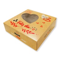 Scatola di 26 x 26 x 8 cm per torta decorata con cuori di San Valentino