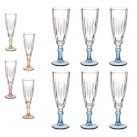 Flute da champagne da 170 ml con base blu - 6 pz.