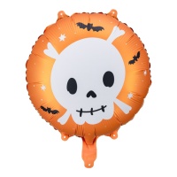 Palloncino rotondo con teschio e pipistrelli da 45 cm - PartyDeco