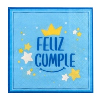 Tovaglioli Happy Birthday blu 16,5 x 16,5 cm - 12 unità