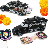 Portacaramelle carro funebre con 6 picks da 24 cm