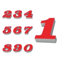 Numero in sughero rosso 15,5 x 4 cm