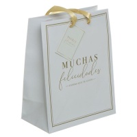 Sacchetto regalo di congratulazioni 45 x 33 x 10 cm bianco con messaggio - 1 pz.