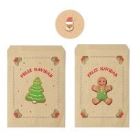 Dolce busta regalo di Natale 16 x 24 x 0,5 x 0,5 con adesivi - 10 pezzi.