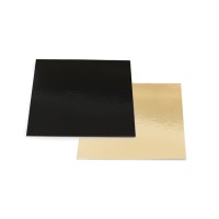 Base per torte quadrata 32 x 32 x 0,3 cm oro e nero - Decorare