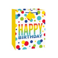 Borsa regalo Happy Birthday multicolore da 27 x 33 x 14 cm - 1 unità
