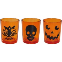 Bicchieri di Halloween arancioni 6,5 x 5 cm - 3 pz.