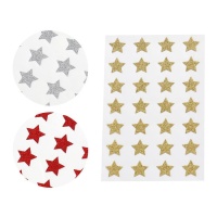 Etichette adesive stelle glitterate da 1,5 cm - 28 unità