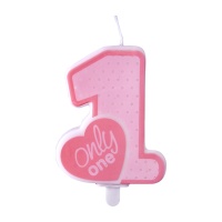 Candelina numero 1 Only One rosa - 8 cm