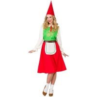 Costume da gnomo rosso e verde per donna
