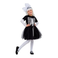 Costume scheletro con fiocco da bambina