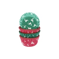 Pirottini mini cupcake rossi e verdi con renne - Creative Party - 100 unità