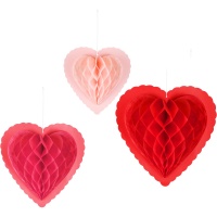 Ciondoli di carta a forma di cuore colorati - 3 pezzi