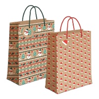 Borsa regalo di 32 x 26 x 10 cm in carta kraft con decorazioni natalizie - 1 unità