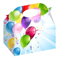 Scatola di cartone per feste con palloncini multicolori - 12 pz.