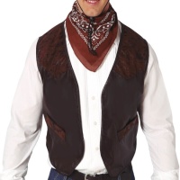 Gilet da cowboy in pelliccia sintetica marrone per adulti