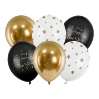 Palloncini in lattice Happy New Year 30 cm - PartyDeco - 6 pz.