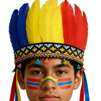 Copricapo indiano con piume multicolori