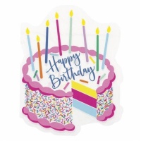 Tovaglioli Happy Birthday a forma di torta 12,5 x 16 cm - 16 unità