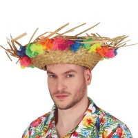 Cappello di paglia hawaiano con fiori