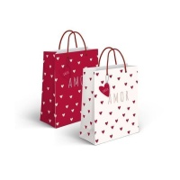 Sacchetto regalo Love rosso e bianco 14 x 11,5 x 6,7 cm - 1 pz.