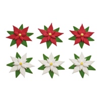 Decorazioni di zucchero fiori rossi e bianchi - Decora - 6 unità