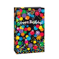 Borsa regalo Happy Birthday nera da 35 x 57 x 19 cm - 1 unità