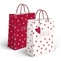 Sacchetto regalo Love rosso e bianco 45 x 33 x 10 cm - 1 pz.