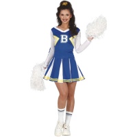 Costume da cheerleader per donna squadra B blu