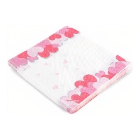 Tovaglioli con cuori su sfondo bianco 16,5 x 16,5 cm - 12 pezzi