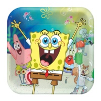 Piatto quadrato SpongeBob da 23 cm - 8 unità