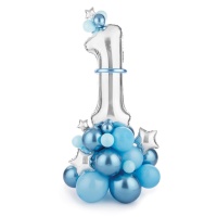 Bouquet di palloncini blu numero 1 - PartyDeco - 50 pezzi