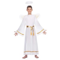 Costume da angelo bianco e oro con cintura e ali da bambini