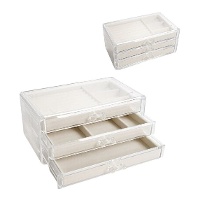 Gioielliera trasparente a cassetti con 3 livelli di 23,5 x 14 x 11 cm