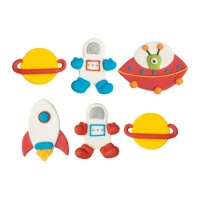 Figure di zucchero di Spazio e alieni - Decora - 6 unità