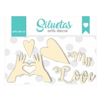 Truciolato My Love con mani e cuori - Artis decor - 5 pz.